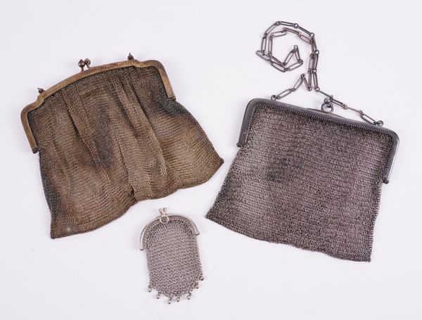 TWO CHAIN MESH BAGS AND A CHAIN MESH PURSE (3)