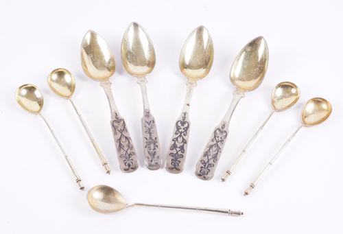 A GROUP OF RUSSIAN SPOONS (9)
