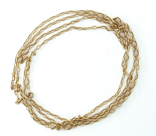 A GOLD LONG GUARD CHAIN