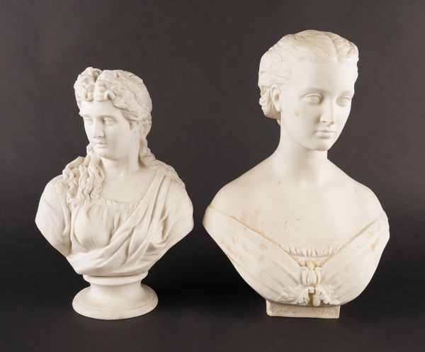 A PARIAN BUST OF ALEXANDRA AND ANOTHER FEMALE BUST (2)
