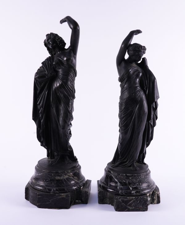 TWO FRENCH BRONZE FIGURES OF CLASSICAL MAIDENS OR MUSES (2)