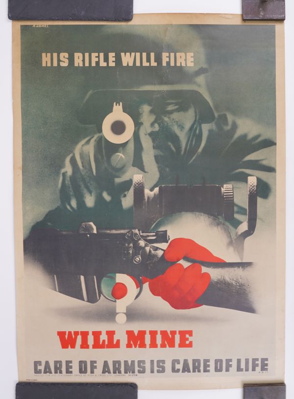 AN ABRAM GAMES 'HIS RIFLE WILL FIRE' POSTER