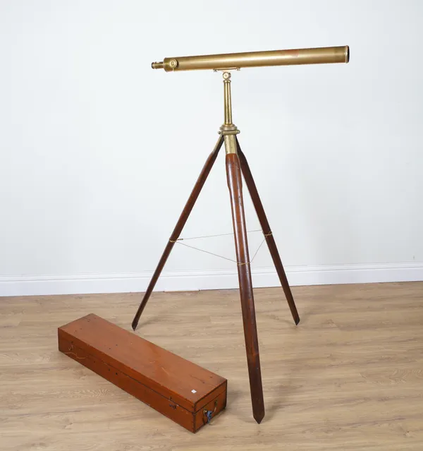 T & H DOUBLET: A LACQUERED BRASS TERRESTRIAL AND ASTRONOMICAL TELESCOPE