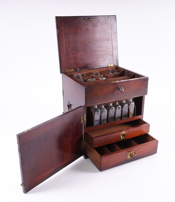 A MAHOGANY APOTHECARY BOX