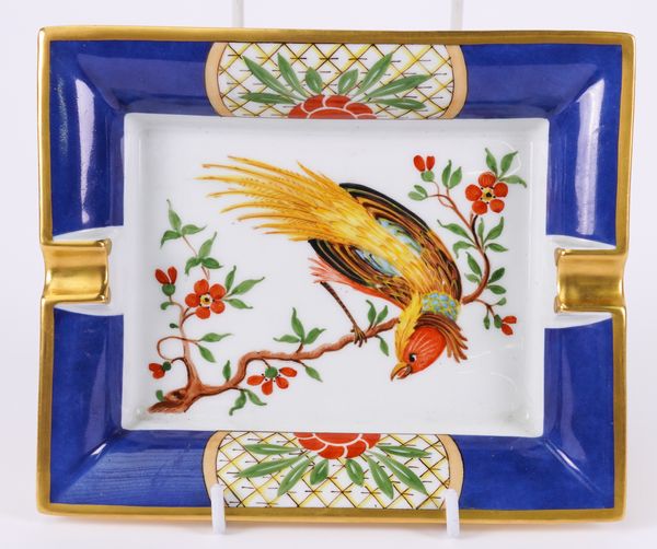 HERMES: A PORCELAIN EXOTIC BIRD ASHTRAY