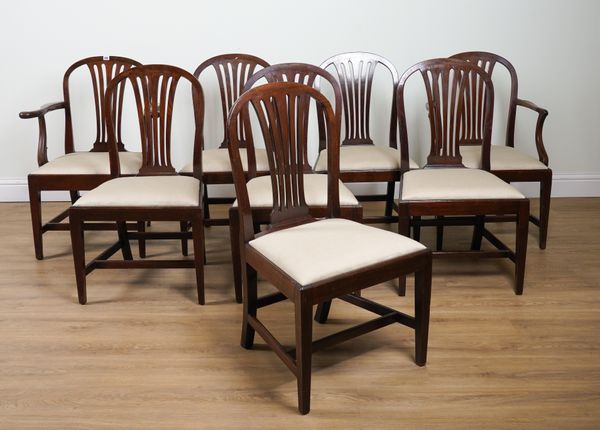 A SET OF EIGHT GEORGE III MAHOGANY ARCH-BACK DINING CHAIRS (8)