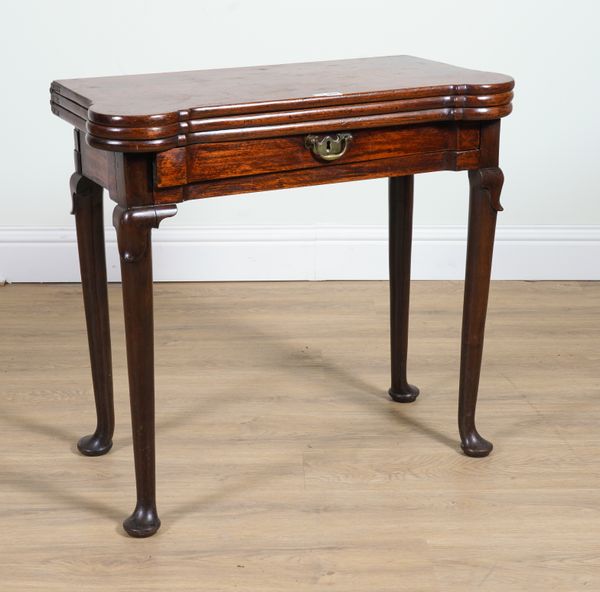 A MID 18TH CENTURY MAHOGANY TRIPLE ACTION CARD/ TEA TABLE