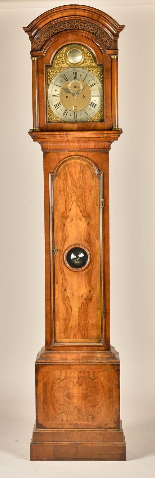A GEORGE II  WALNUT LONGCASE CLOCK