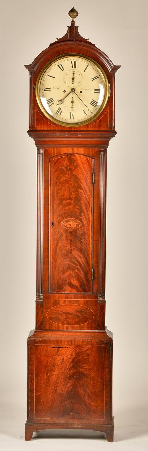 A SCOTTISH REGENCY MAHOGANY AND INLAID STRIKING LONGCASE CLOCK