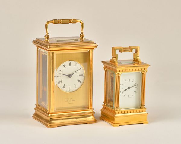 TWO MODERN BRASS CARRIAGE TIMEPIECES