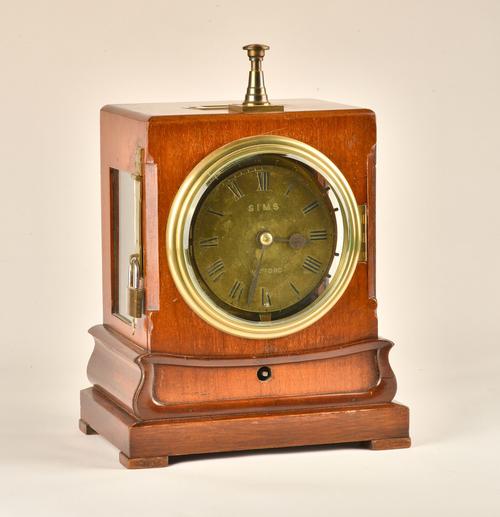 A VICTORIAN MAHOGANY NIGHT WATCHMAN TIMEPIECE