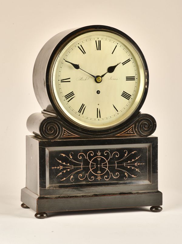 A VICTORIAN EBONISED LIBRARY TIMEPIECE