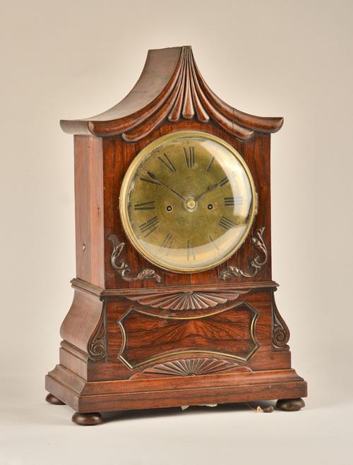 A WILLIAM IV ROSEWOOD BRACKET CLOCK