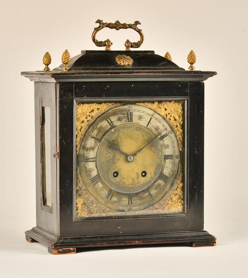 AN ANTIQUE EBONISED BRACKET CLOCK CASE