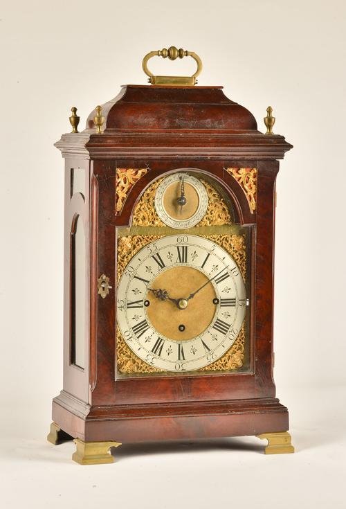 A GILT-METAL-MOUNTED MAHOGANY QUARTER CHIMING AND STRIKING BRACKET CLOCK