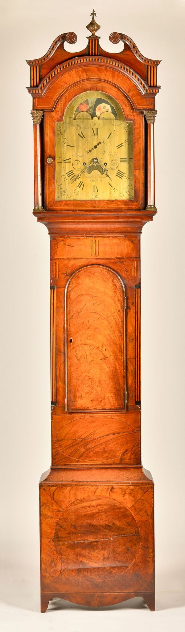 A GEORGE III MAHOGANY, CROSSBANDED AND OUTLINED LONGCASE CLOCK