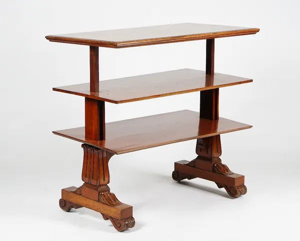 AN EARLY VICTORIAN MAHOGANY METAMORPHIC THREE-TIER BUFFET