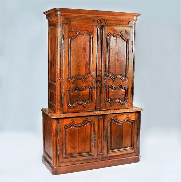 A French oak buffet a deux corps