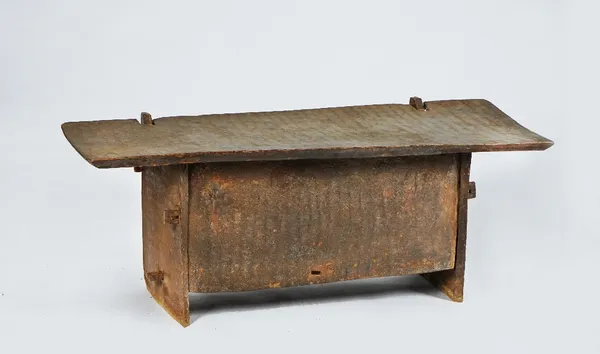 A plank wood adzed coffer possibly African the top 160cm wide