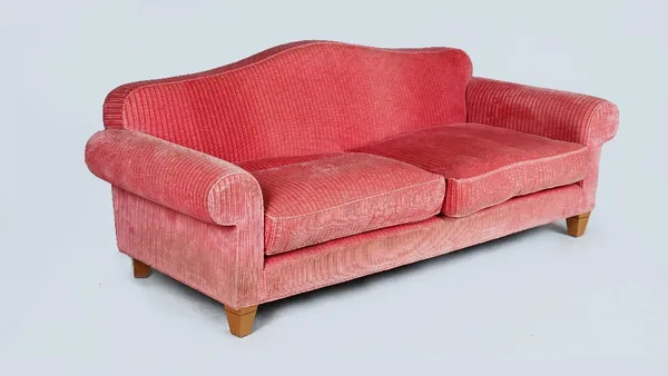 LINLEY;  a large arched-back pink chenille upholstered ‘Andrea’ sofa