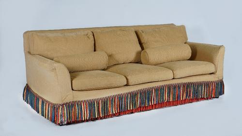 Kingcombe; a pair of buff chenille upholstered sofas