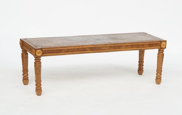 An early 18th century style figured oak rectangular window seat