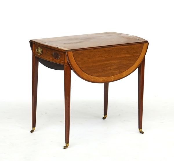 A George III satinwood banded mahogany Pembroke table