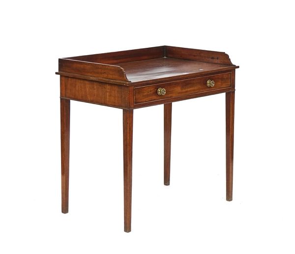 A George III mahogany galleried back single drawer side table