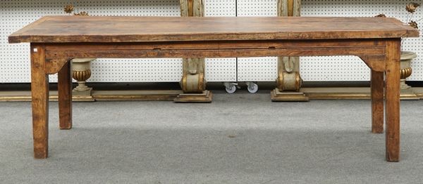 An elm cleated plank top kitchen table