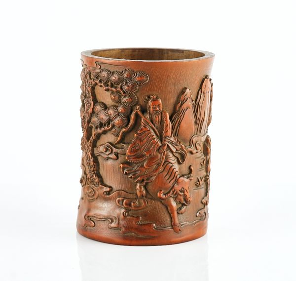 A late Chinese bamboo brush pot