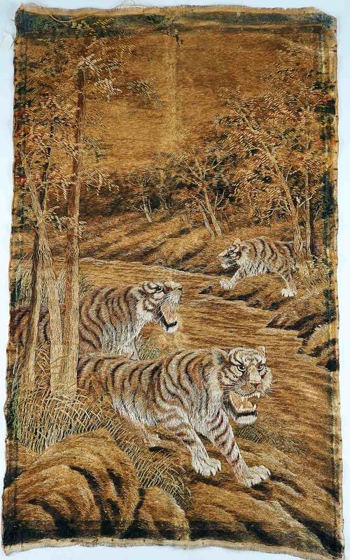 A Japanese embroidered hanging