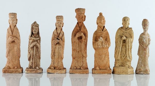 A group of seven Chinese funerary figures