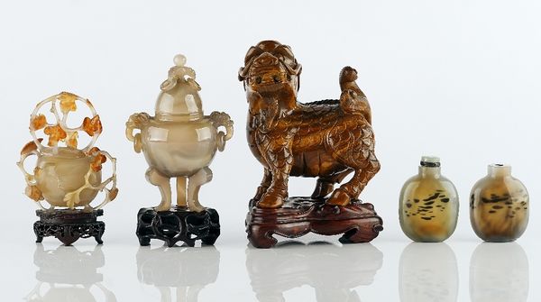 A group of Chinese agate carvings