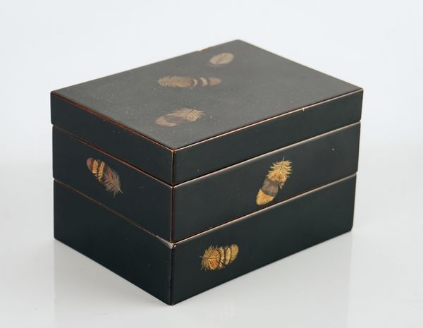 A JAPANESE LACQUER TWO-TIER RECTANGULAR BOX