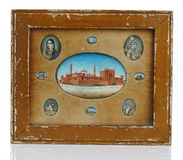 A group of Mughal miniatures of monuments and portraits