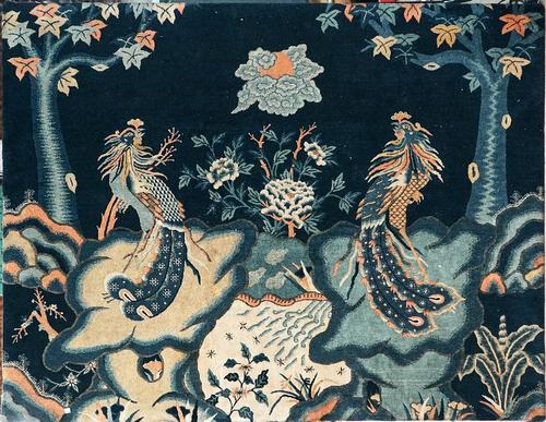 A CHINESE WOOL CARPET SECTION