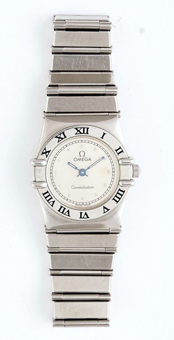 An Omega Constellation steel lady's bracelet wristwatch