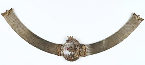 A ruby and diamond collar or belt front