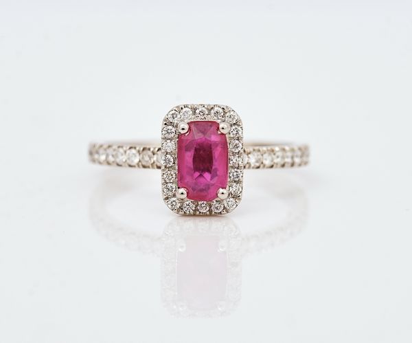 A ruby and diamond ring