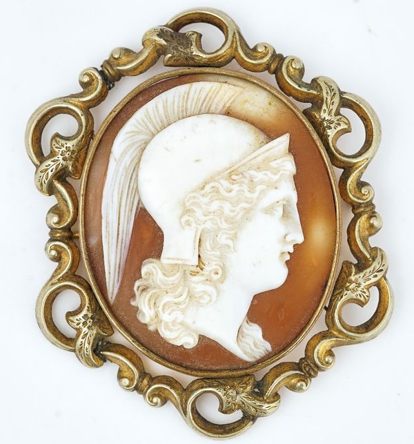 A mid-19th century carved shell cameo brooch