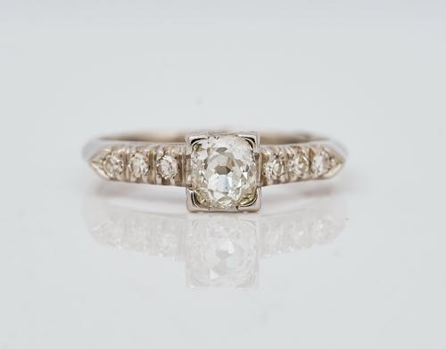 A platinum and diamond ring
