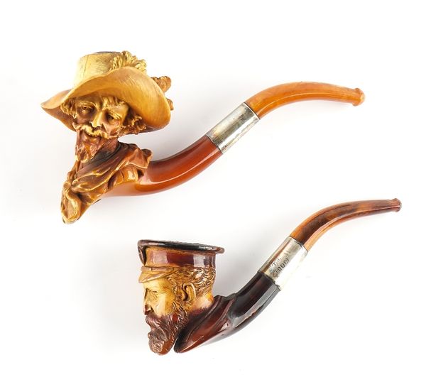 TWO FIGRUAL MEERSCHAUM PIPES  (2)