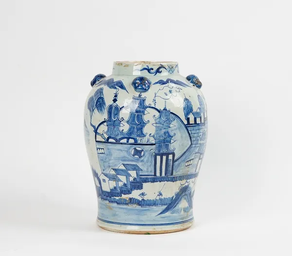 A Chinese blue and white baluster vase