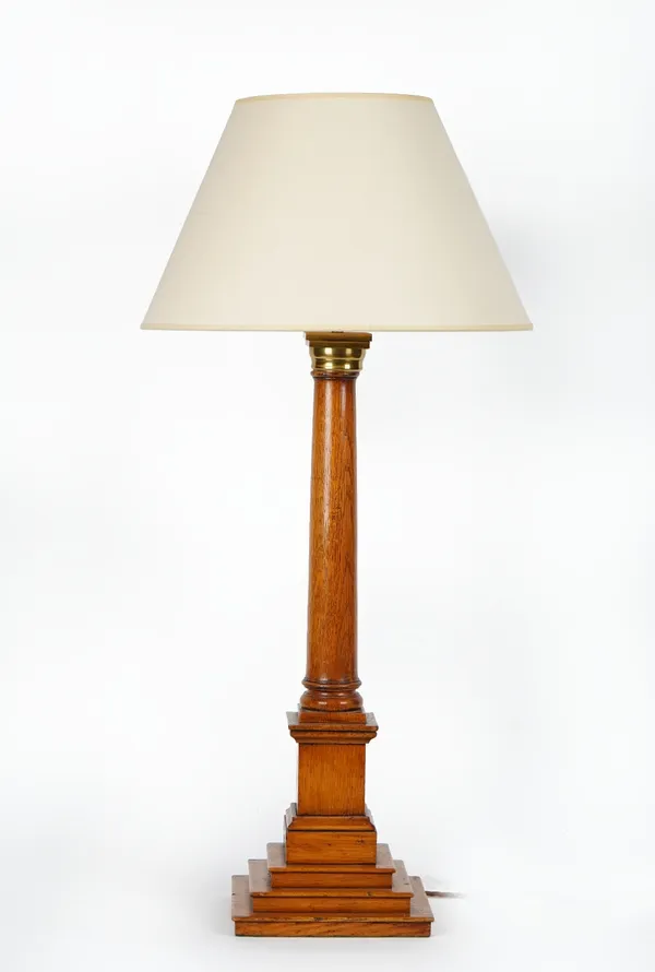 An oak table lamp