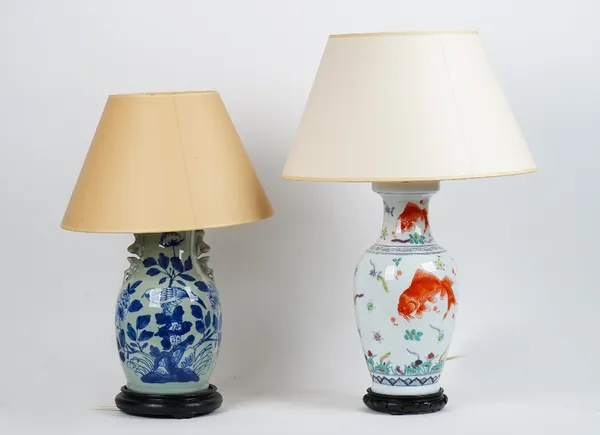 A Chinese style porcelain table lamp