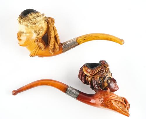 TWO FIGURAL MEERSCHAUM PIPES (2)
