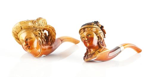 TWO FIGURAL MEERSCHAUM PIPES (2)