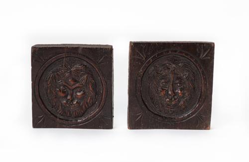 TWO SMALL CARVED OAK PANELS (2)
