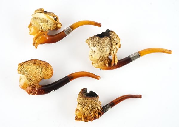 FOUR FIGURAL MEERSCHAUM PIPES (4)