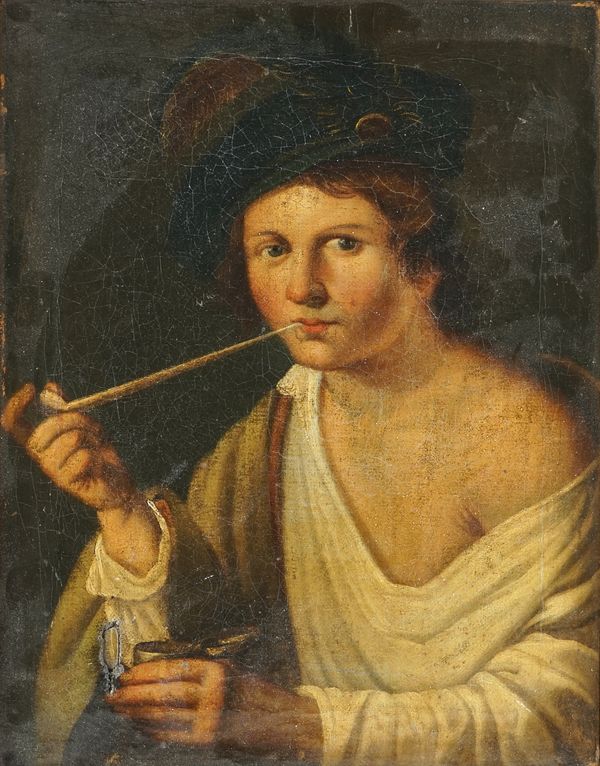 A PAINTING OF A PIPE SMOKER